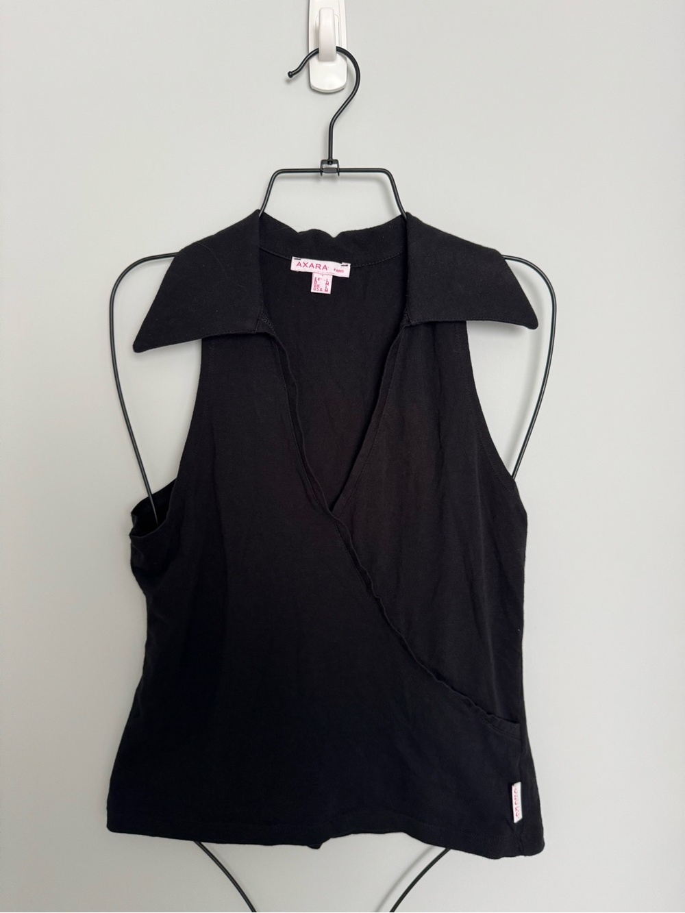 Black Sleeveless Collared Wrap-Style Camisole
